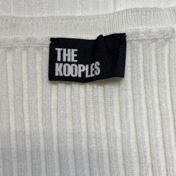 NEW THE KOOPLES Womens Sweater Top White Size 1/S Rib Knit V-Neck Pullover - Picture 6 of 11